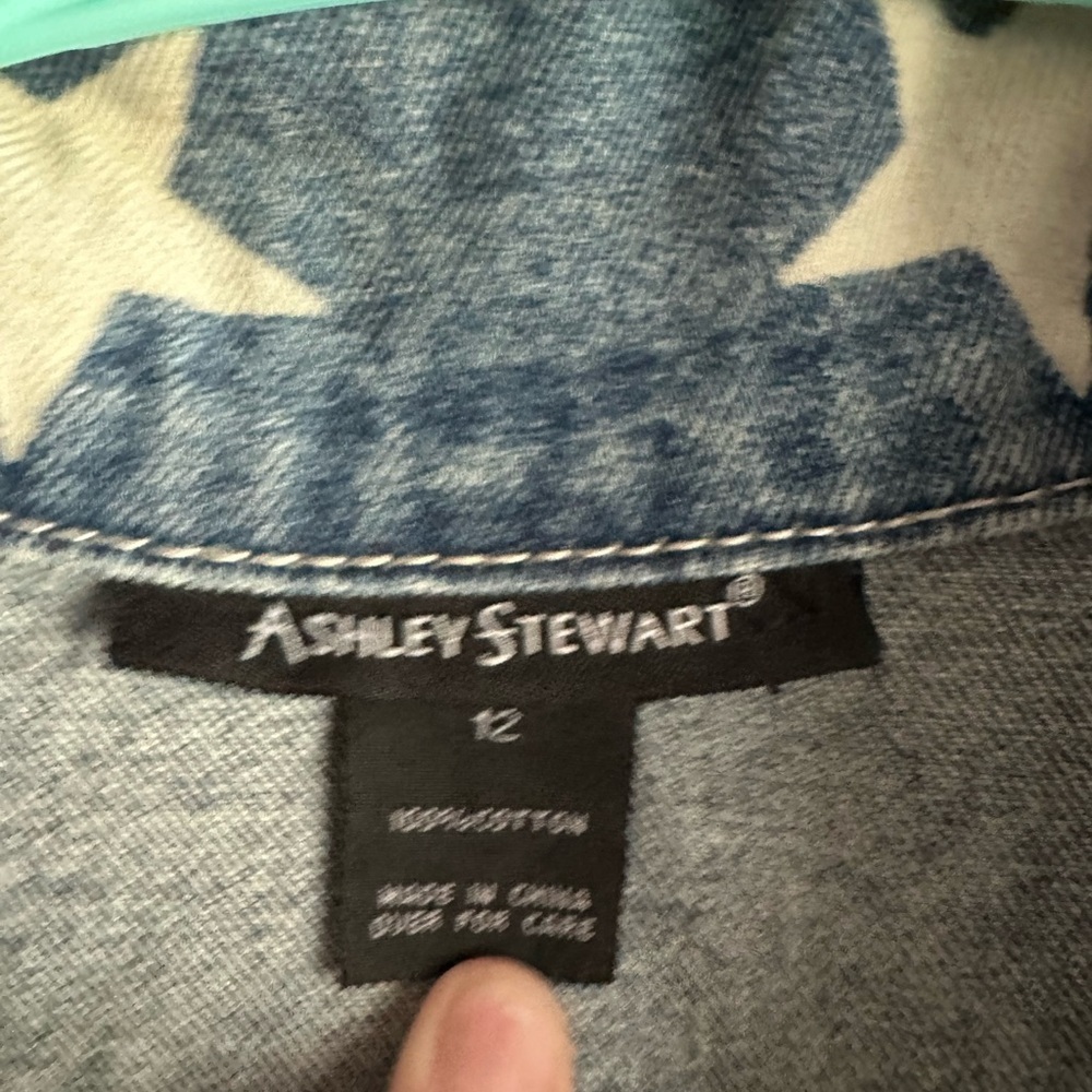 Ashley Stewart Denim Jumpsuit with Star Pattern - Picture 3 of 3